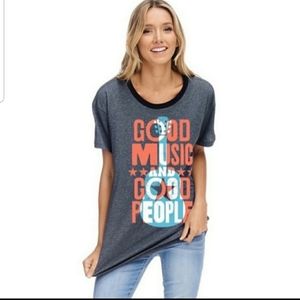 Raglan T-shirt Graphic Good Music and Good People Size Small NWOT